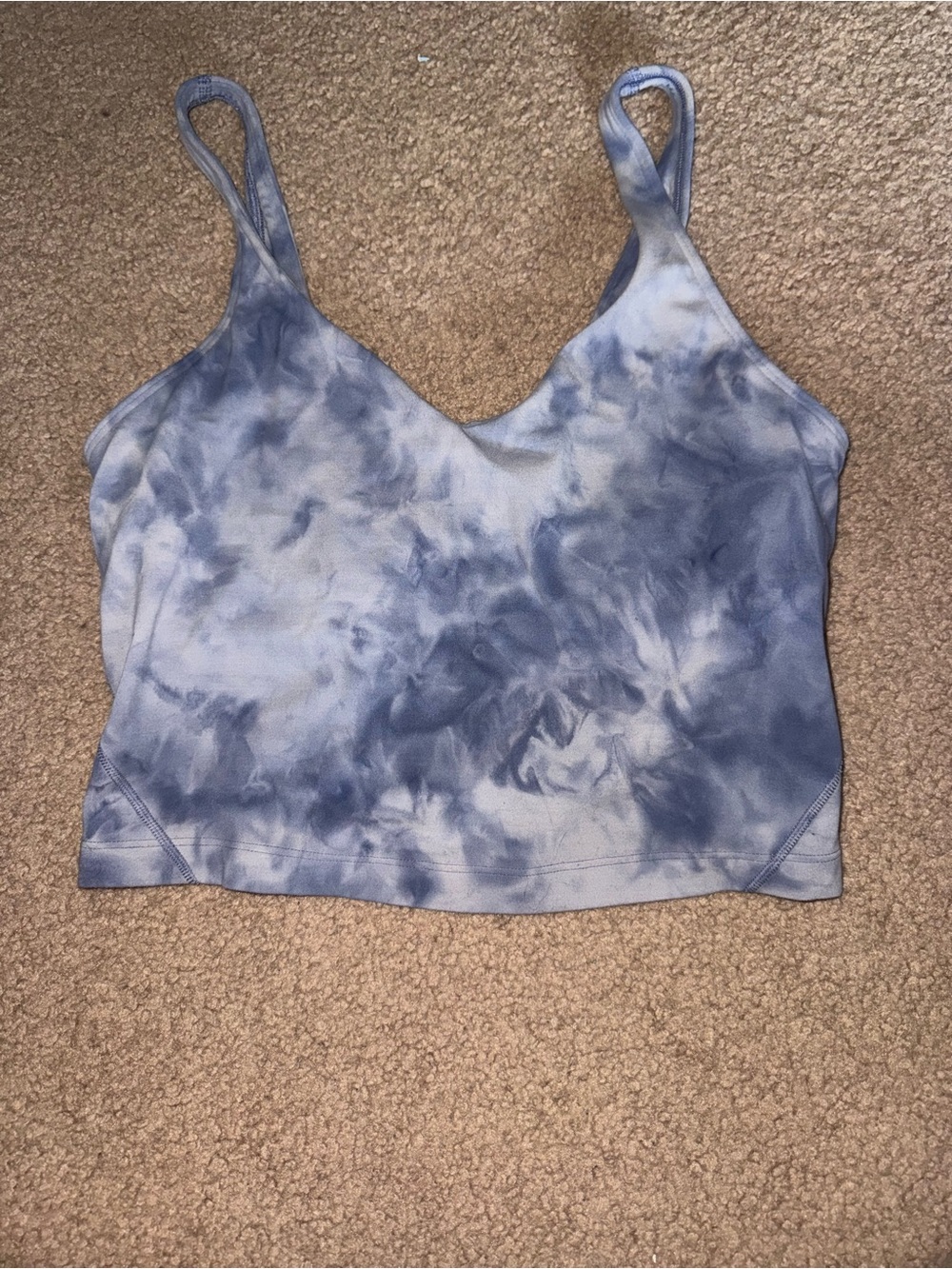 lululemon athletica Blue Tie-Dye V-Neck Cropped Tank